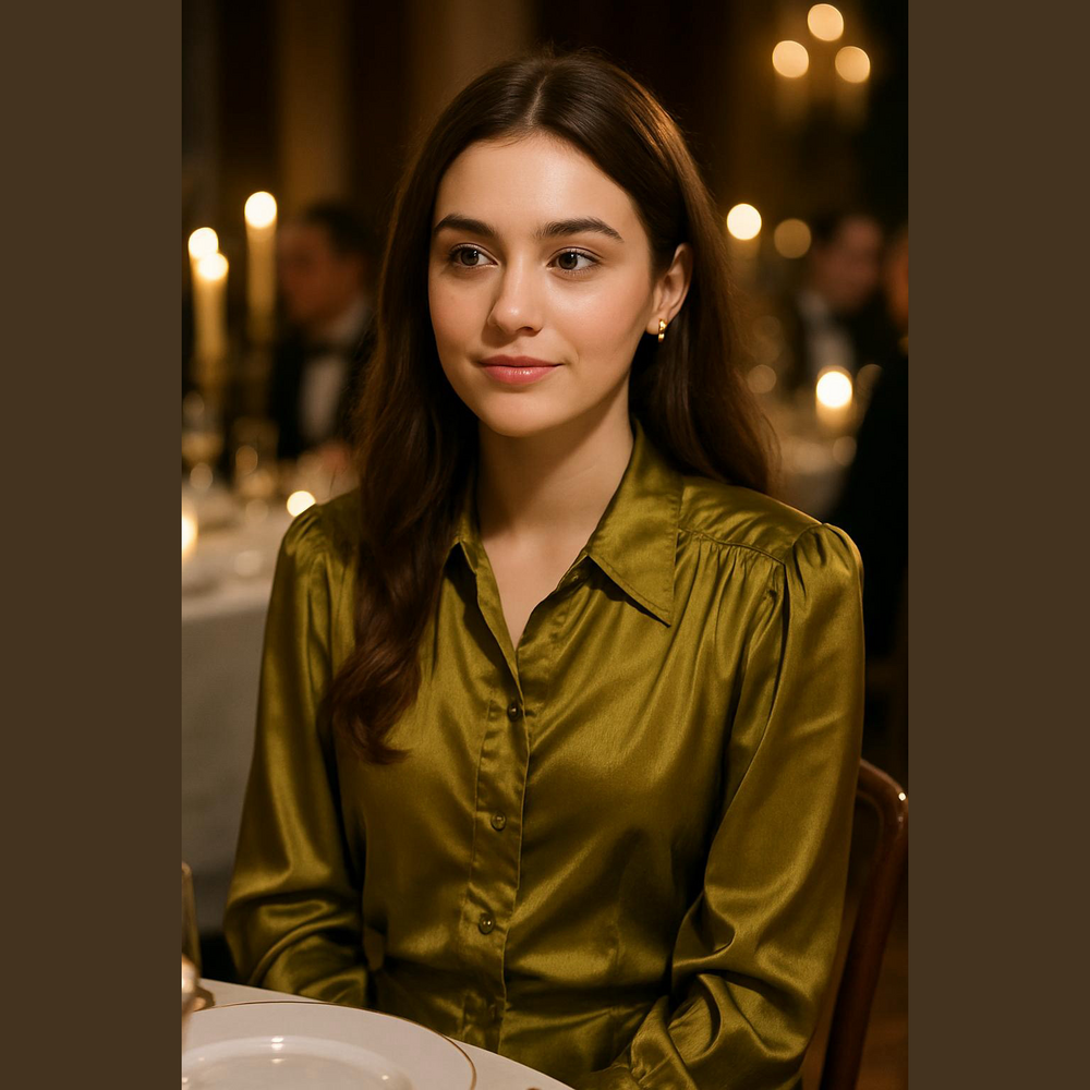Silky Chartreuse Green Modest Blouse
